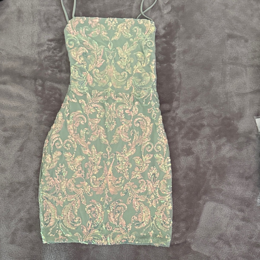 Windsor Green and Gold Mini Dress